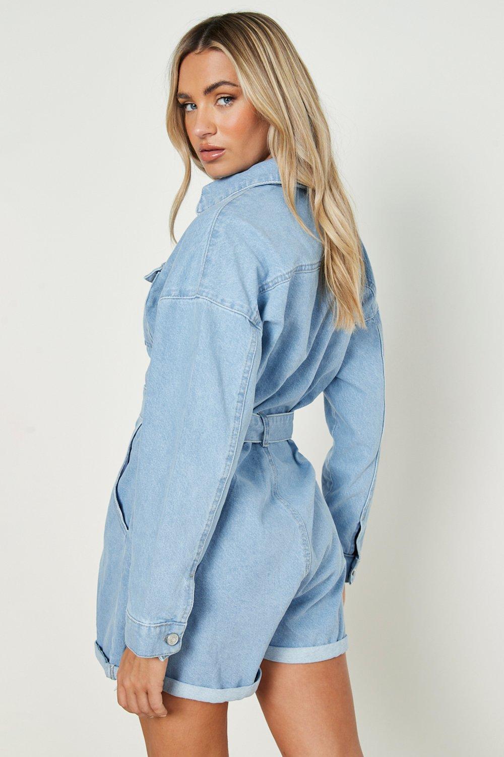 Denim boiler store suit playsuit